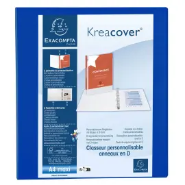 Aanpasbare PP-ringmap Kreacover - 4 D-ringen van 50 mm - Maximaal A4 - Blauw - Exacompta 