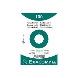 Pak 100 kaarten onder folie - gelinieerd niet-geperforeerd - 105 x 148 mm - Wit - Exacompta 