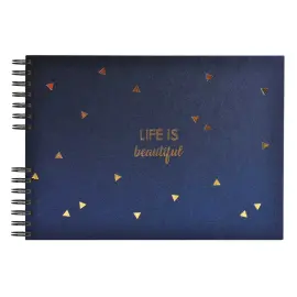 Fotoalb spi 50p.zwart 32x22cm LIFE blauw 