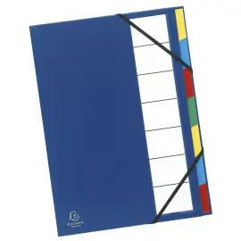 Stevige ordnerverdeler met uitschuifbare rug, 7 vakken, zwart - Assortiment kleuren - Exacompta 