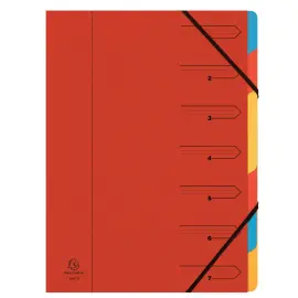 Sorteerder met elastiekjes, 7 vakken - Rood - Exacompta 