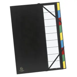Stevige ordnerverdelers met uitschuifbare rug, 9 vakken - Assortimente kleuren - Exacompta 