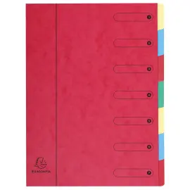 Uitschuifbare harmonicaordner zonder elastiek, met bedrukt venster, 7 vakken - A4 - Rood - Exacompta 