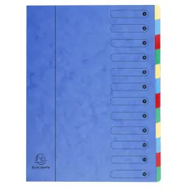Uitrekbare harmonica sorteerder zonder elastiek, met bedrukt venster, 12 vakken - A4 - Blauw - Exacompta 