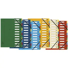 HARMONIKA&reg; vensterordner met elastieken, echte glanzende kaart, 12 vakken - Assortiment kleuren - Exacompta 
