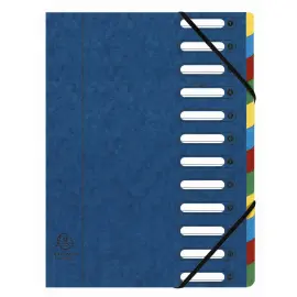 HARMONIKA&reg; vensterordner met elastieken, echte glanzende kaart, 12 compartimenten - Blauw - Exacompta 