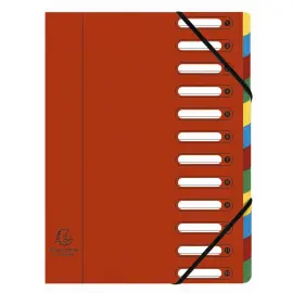 HARMONIKA&reg; vensterordner met elastieken, echte glanzende kaart, 12 vakken - Rood - Exacompta 