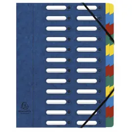 HARMONIKA&reg; vensterordner met elastieken, echte glanzende kaart, 24 vakken - Blauw - Exacompta 