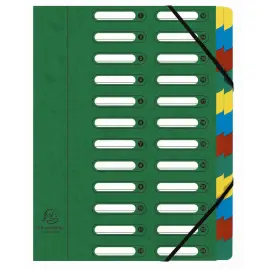 HARMONIKA&reg; vensterordner met elastieken, echte glanzende kaart, 24 vakken - Groen - Exacompta 