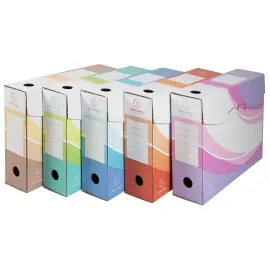 Set van 5 archiefdozen met 80 mm rug zonder folie - Assortimentele kleuren - Exacompta 