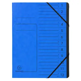 12-vaks steekmap met zwarte binnenkant - Blauw - Exacompta 