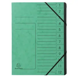 Sorteerder met 12 vakken, zwarte binnenkant - Groen - Exacompta 