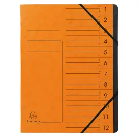 Sorteerder met nietjes 12 vakken, binnenzijde zwart - Oranje - Exacompta 