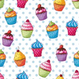 Servet met 'Muffin'-motief, 330 x 330 mm - Papstar 