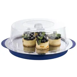 Set van ronde koelplateaus, zwart/transparant - Aps 
