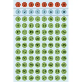 Cijferstickers 1-160, diameter: 8 mm, gekleurd - Herma 