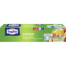 Multi-gebruik zakje met ritssluiting, 8 x 3 liter - Toppits 