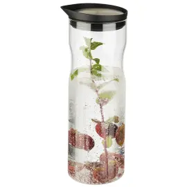 Glazen karaf met deksel, 1 liter, glas/roestvrij staal - APS 