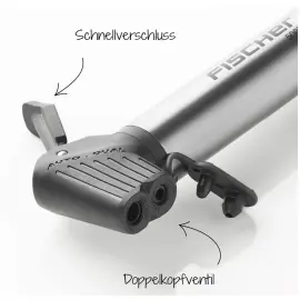 FISCHER Mini luchtpomp voor fiets ALU, doos met plakstrips 
