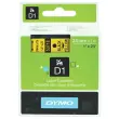 Tape voor labelmaker DYMO D1 24mm achtergrond geel zwarte inkt