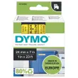 Tape voor labelmaker DYMO D1 24mm achtergrond geel zwarte inkt