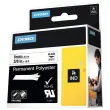 Permanente tape voor labelmaker RHINO 9mm achtergrond wit zwarte inkt