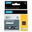 Permanente tape voor labelmaker RHINO 9mm achtergrond wit zwarte inkt