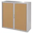 Lage roldeurkast Easyoffice - Grijs en beuk- PAPERFLOW