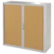 Lage roldeurkast Easyoffice - Grijs en beuk- PAPERFLOW