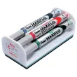 Kit white board wisser + 4 markeerstiften Maxiflo