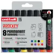 8 Permanente markers - Spitse punt 2 mm - Verschillende kleuren - UNI BALL