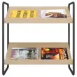 Vloerdisplay 72x72x37 cm - Zwart Staal & 2 Houten Planken - Snelle Montage - MEET 