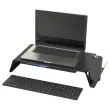 Zwarte metalen laptopverhogerhouder