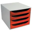 Archiefmodule met 4 laden - Rood - FIDUCIAL 