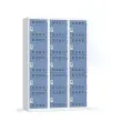 Kleerkast met verschillende kluisjes - 3 kolommen met 5 vakken - Grijs/blauw - VINCO INDUSTRIE