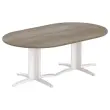Ovale vergadertafel 200x120 noten/wit