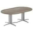 Ovale vergadertafel 200x120 notenhout/aluminium