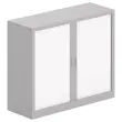 Lage kast met rolgordijnen - Aluminium/wit - 100x120 cm