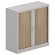 Lage kast met metalen gordijnen - Aluminium/notenboom - 100x100 cm