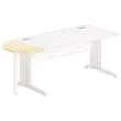 1/2 maan rechthoekig bureau beuken/wit