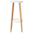 2 Houten WOODY krukken met beukenpoot en witte zitting, gemonteerd