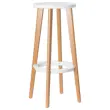 2 Houten WOODY krukken met beukenpoot en witte zitting, gemonteerd