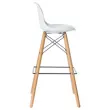 2  Tabouret STEELWOOD met beuken voet en witte zitting, gemonteerd 