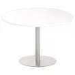 Ronde tafel diam 116 cm witte plaat zilveren voet tulpvoet