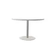 Ronde tafel diam 116 cm witte plaat zilveren voet tulpvoet