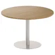Ronde tafel diam 116 cm blad notenhout voet zilver tulpvoet