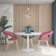 Ronde tafel diam 116 cm blad beuken wit voet tulp 