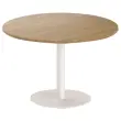 Ronde tafel diam 116 cm notenhout blad witte voet tulp voet 