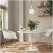 Ronde tafel diam 116 cm notenhout blad witte voet tulp voet 