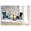 Fauteuil Brighton met zwarte poten en blauwe bekleding